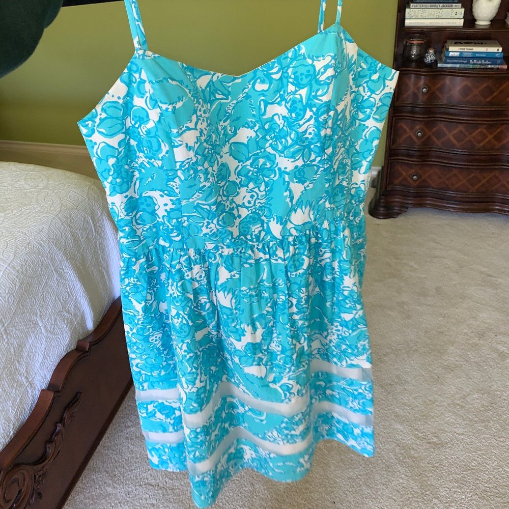 LILLY PULITZER blue/white adjustable strap dress